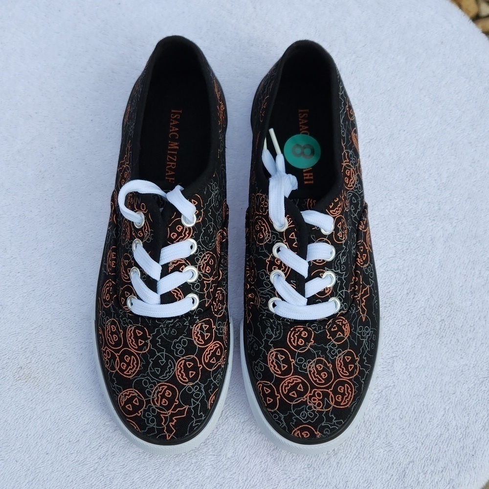 Isaac Mizrahi Women's Size 8 Canvas Lace Shoes Pumpkins Bats Skulls